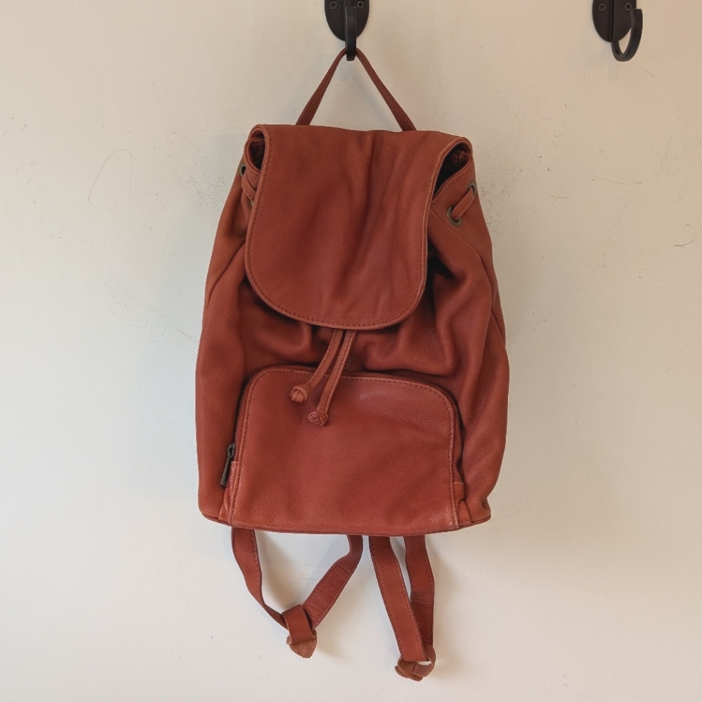 Rachel Rachel Roy Genuine Leather Orange Mini Backpack Purse